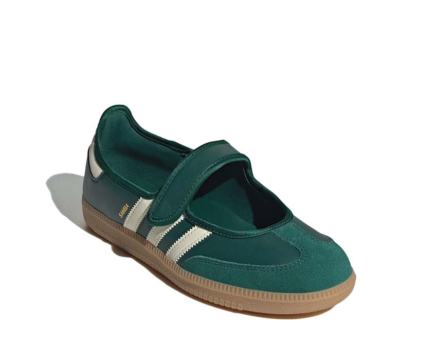 Scarpe da ginnastica in pelle verde collegiale con suola in gomma